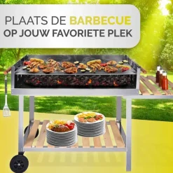 Barbecue Trolley rechthoekig RVS (98x56x85cm)> Barbecue