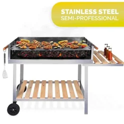 Barbecue Trolley rechthoekig RVS (98x56x85cm)></noscript> Barbecue