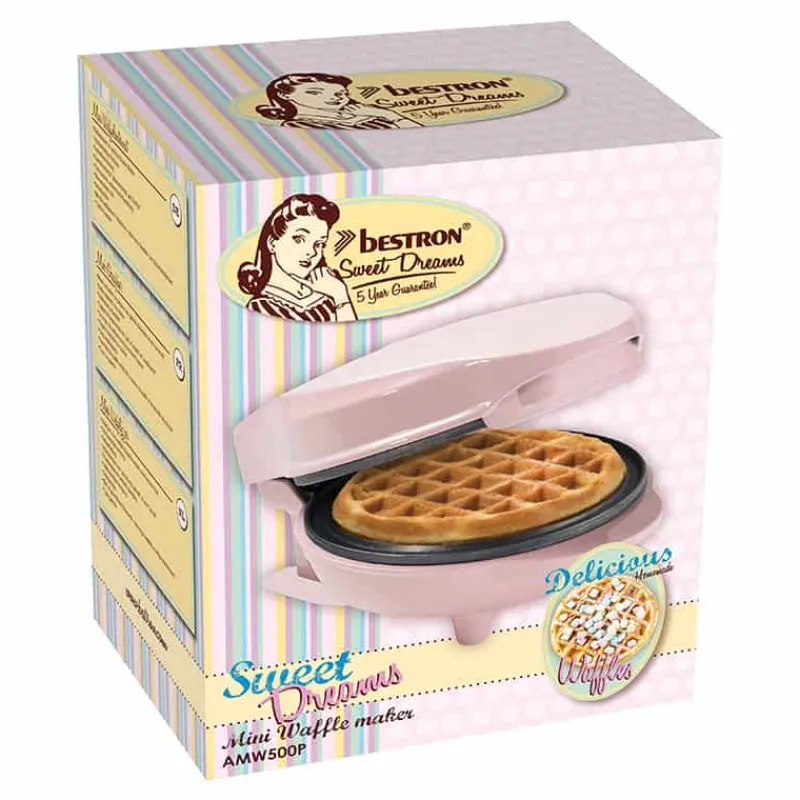 Bestron Wafelijzer Ego (550W) roze> Koken & Bakken|Keuken