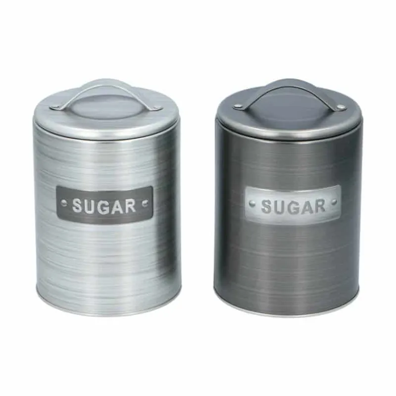 Bewaarblik suiker (ø10,7×16,3cm) – 2 ass. kleur> Koffie & Thee