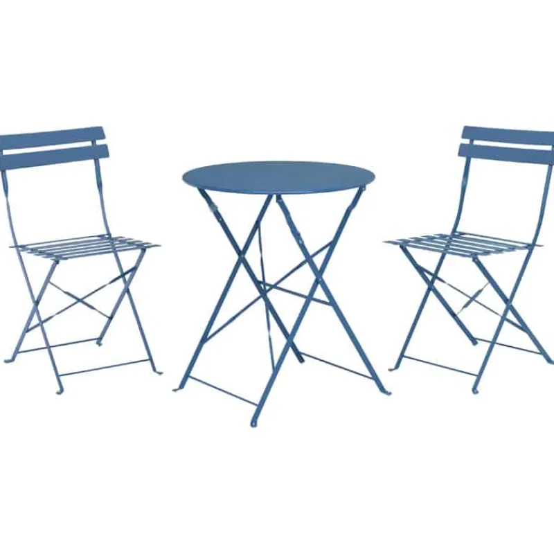 Bistroset mat blauw (tafel ø60cm)> Tuinmeubels