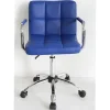 Bureelstoel blauw met armleuning, verchroomd onderstel, verstelbaar> Meubel