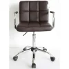 Bureelstoel bruin met armleuning, verchroomd onderstel, verstelbaar> Meubel