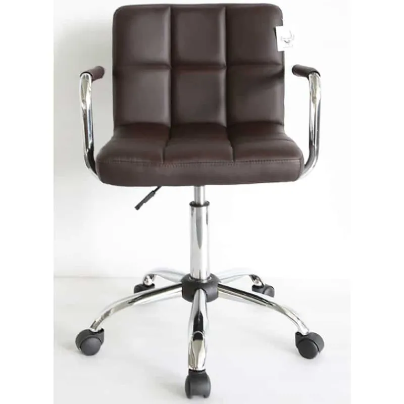 Bureelstoel bruin met armleuning, verchroomd onderstel, verstelbaar> Meubel