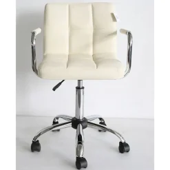 Bureelstoel ecru met armleuning, verchroomd onderstel, verstelbaar> Meubel