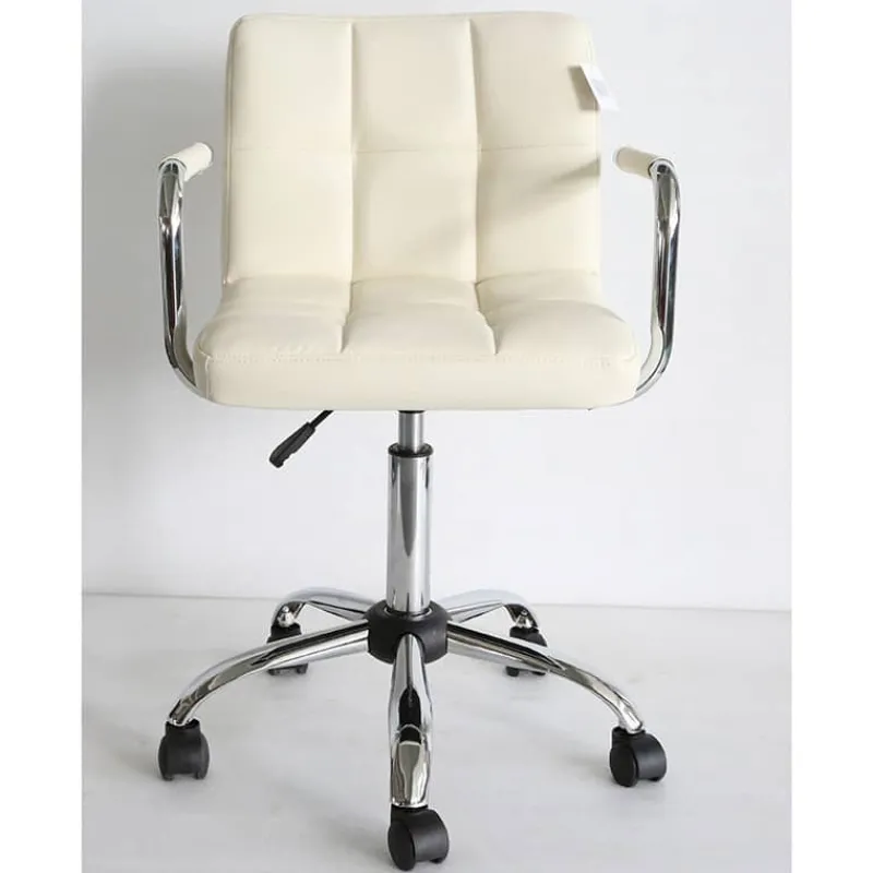 Bureelstoel ecru met armleuning, verchroomd onderstel, verstelbaar> Meubel