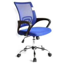 Bureelstoel met armleuning, verchroomd onderstel, vlinder systeem, blauw> Meubel