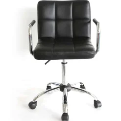 Bureelstoel zwart met armleuning, verchroomd onderstel, verstelbaar> Meubel