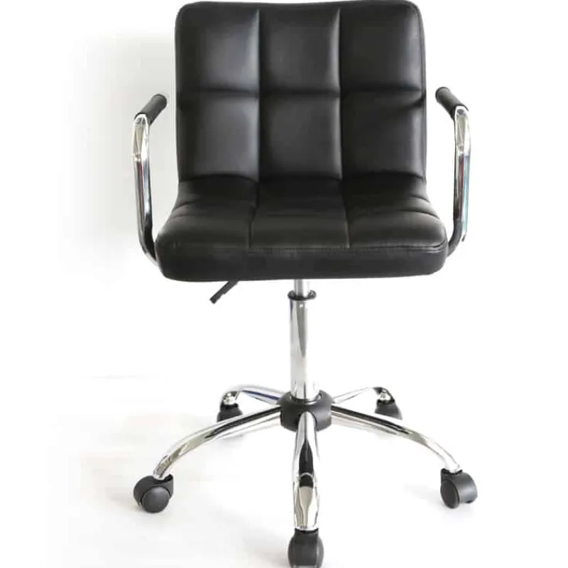 Bureelstoel zwart met armleuning, verchroomd onderstel, verstelbaar> Meubel