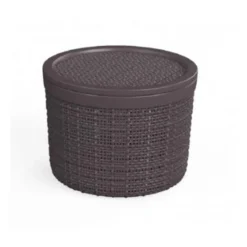 Curver Opbergbox rond 2L met deksel in jute, donkerbruin> Opbergen|Badkamer