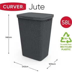 Curver wasbox 58L in jute, donkergrijs> Opbergen|Badkamer