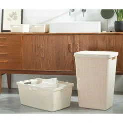 Curver wasmand rechthoek 46L in jute, wit> Opbergen|Badkamer