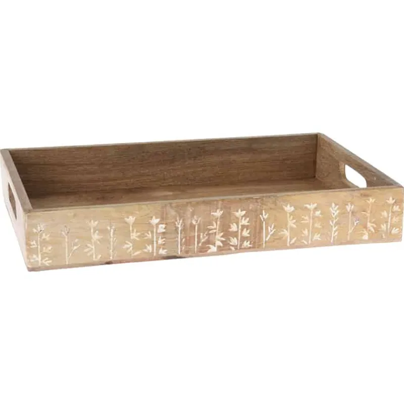 Dienblad (38x25x5,7cm) in mangohout> Eetservies