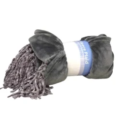 Fleece plaid met franjes (160x200cm) poly+flanel – grijs> Textiel