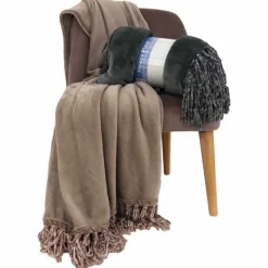 Fleece plaid met franjes (160x200cm) poly+flanel – grijs> Textiel