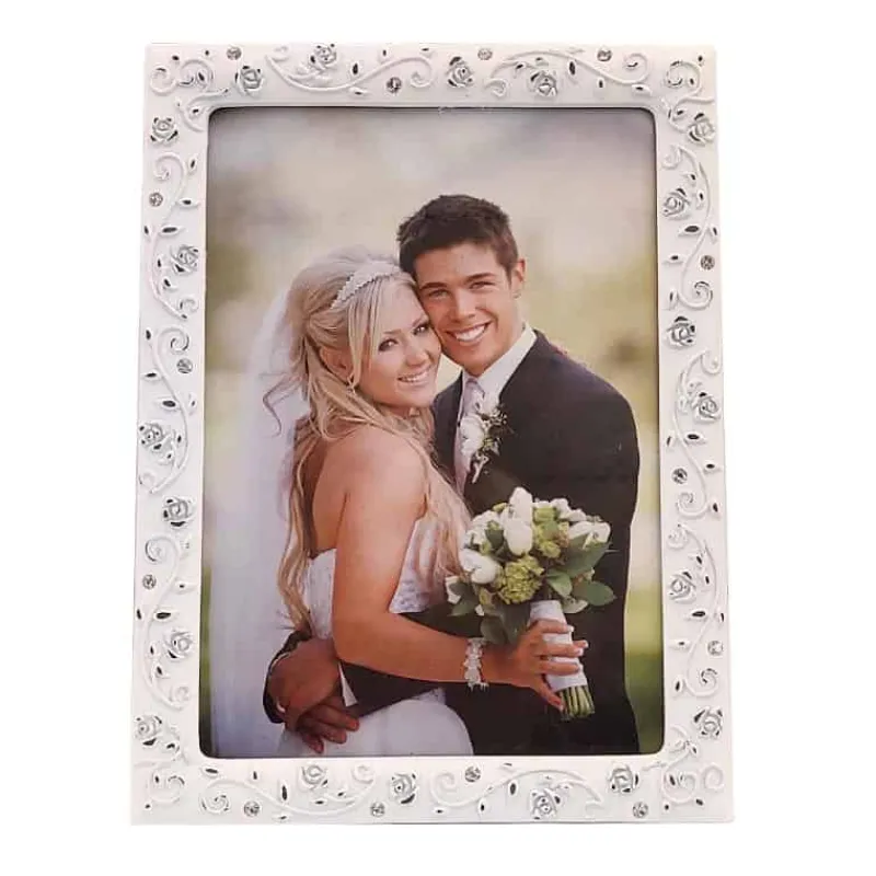 Fotokader zink (13x18cm) wit/tin> Fotokaders