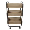 Houten rek op wielen met 3 laden> Meubilair