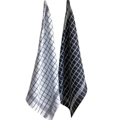 Keukenhanddoek Christelle 6 stuks (50x70cm) wit/zwart> Textiel