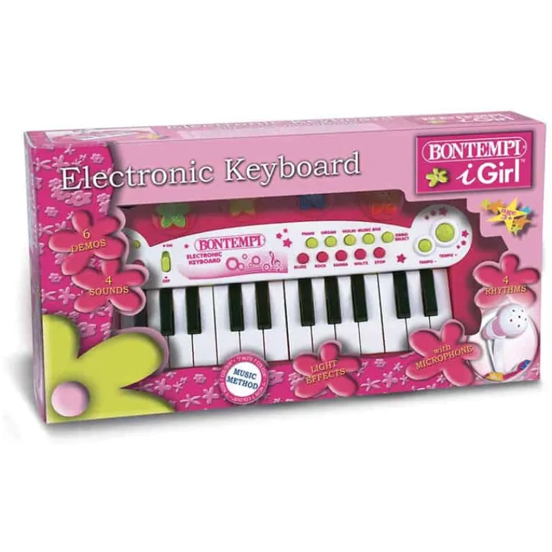 Bontempi Keyboard electronisch 24 toetsen, met microfoon (roze)> Muziek & Elektronica