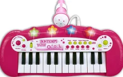 Bontempi Keyboard electronisch 24 toetsen, met microfoon (roze)><noscript><img width=