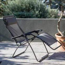 Lafuma Relaxstoel RSXA clip Batyline Graphite – Frame zwart><noscript><img width=