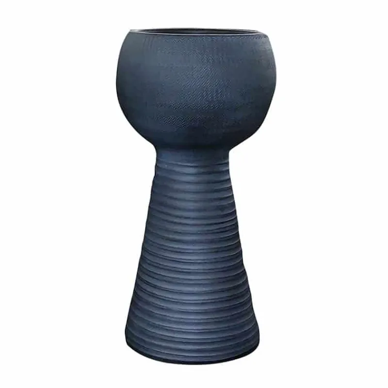 Marlou pot op voet (ø19x39cm) zwart> Decoratie|Bloemen & Planten