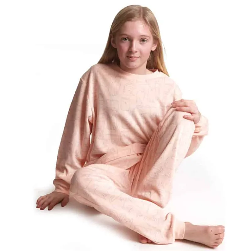 Meisjes pyjama velours cat 128/176> Kleding