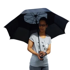 Paraplu (68cm) open pongee, zwart/gijs> Regenkleding & Paraplu'S|Kleding