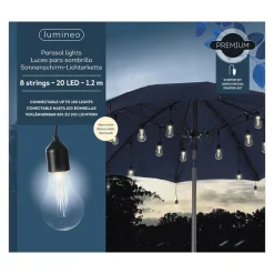 Parasol partylight buiten snoer (5m) zwart / 20 Led’s warm wit><noscript><img width=