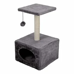 Pet kattenspeeltoren en pluche (30x30x53cm)> Kat