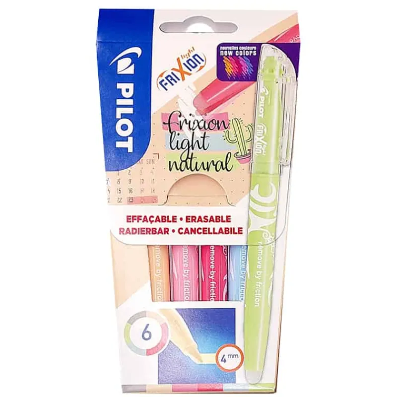 Pilot Frixion Fluo stift “Light Natural” set 6 kleuren> Schrijven & Tekenen