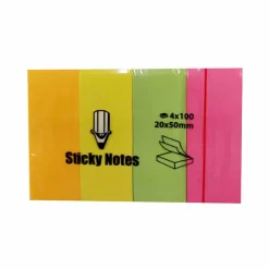 Plaknotities 400 vellen in 4 neon kleuren> Bureaumateriaal