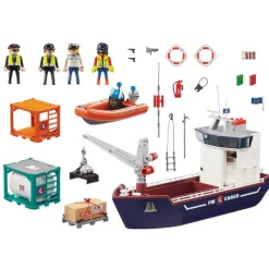 Playmobil Containerschip met douaneboot><noscript><img width=