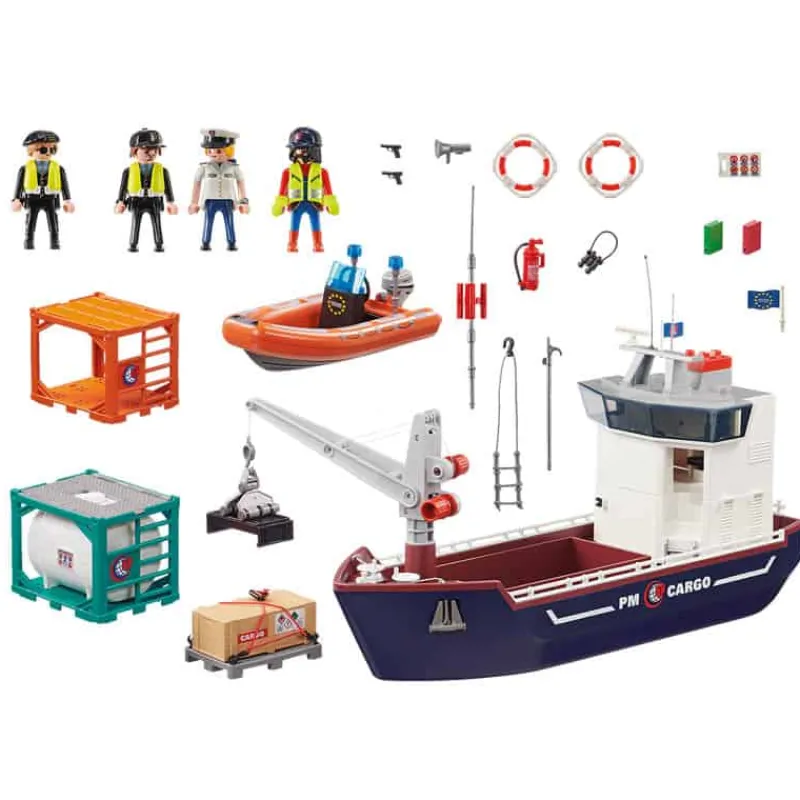 Playmobil Containerschip met douaneboot> Speelsets