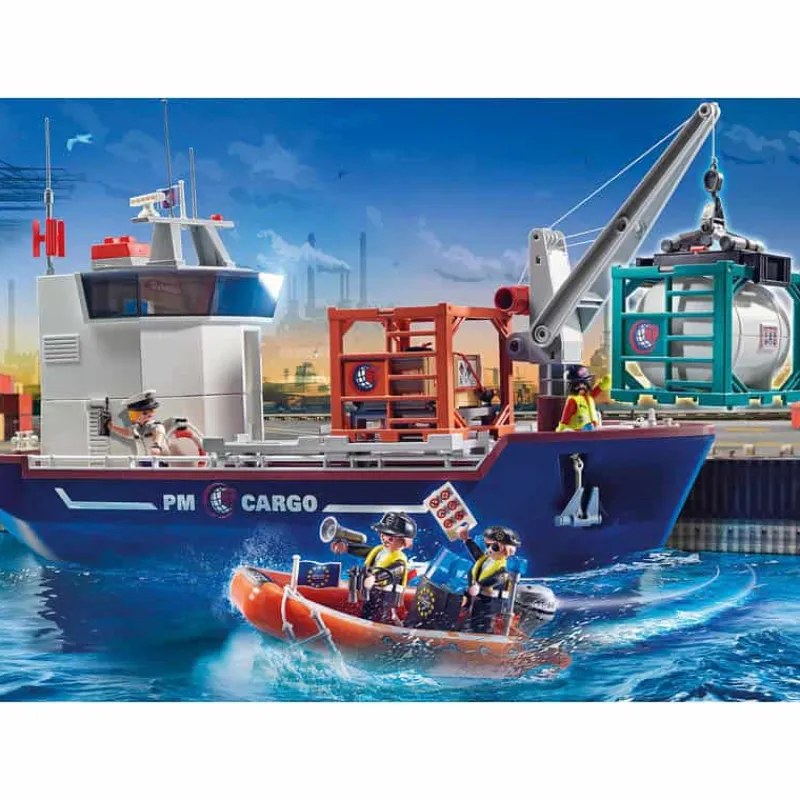 Playmobil Containerschip met douaneboot> Speelsets
