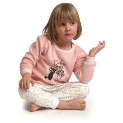 Pyjama meisjes pyjama velours Hearts (m92-116) Rose-grijs> Textiel|Kleding