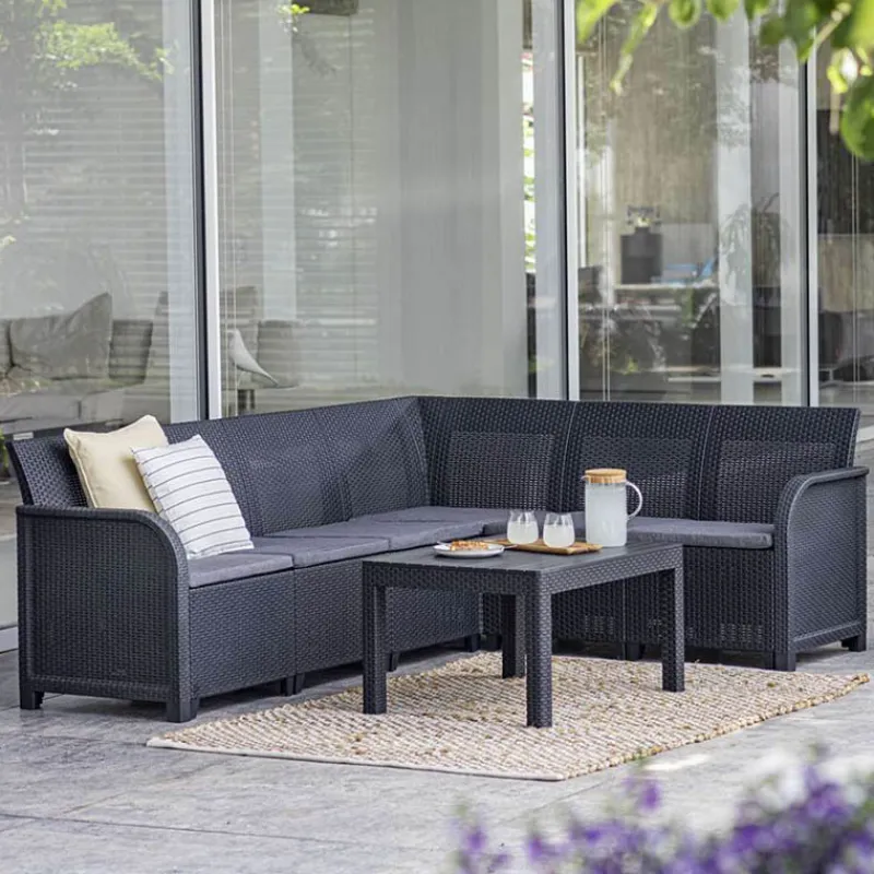 Keter Rosalie hoeksalon graphite + Orlando tafel> Koken & Bakken|Tuinmeubels