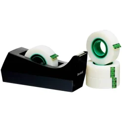 Scotch Plakband afroller zwart + 4 rollen> Bureaumateriaal