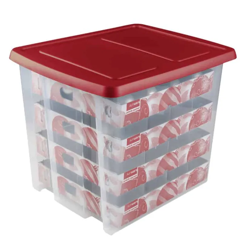Sunware Nesta Kerstbox 45L +trays voor 64 ballen> Opbergen