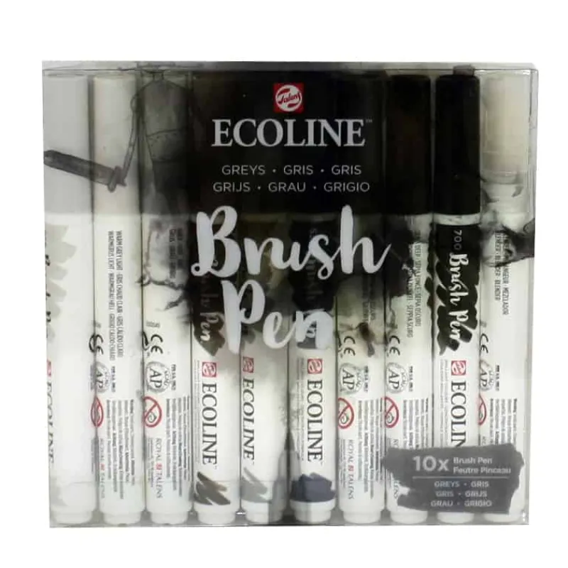 Talens Ecoline Brushpen – Grijs set (10st)> Schrijven & Tekenen