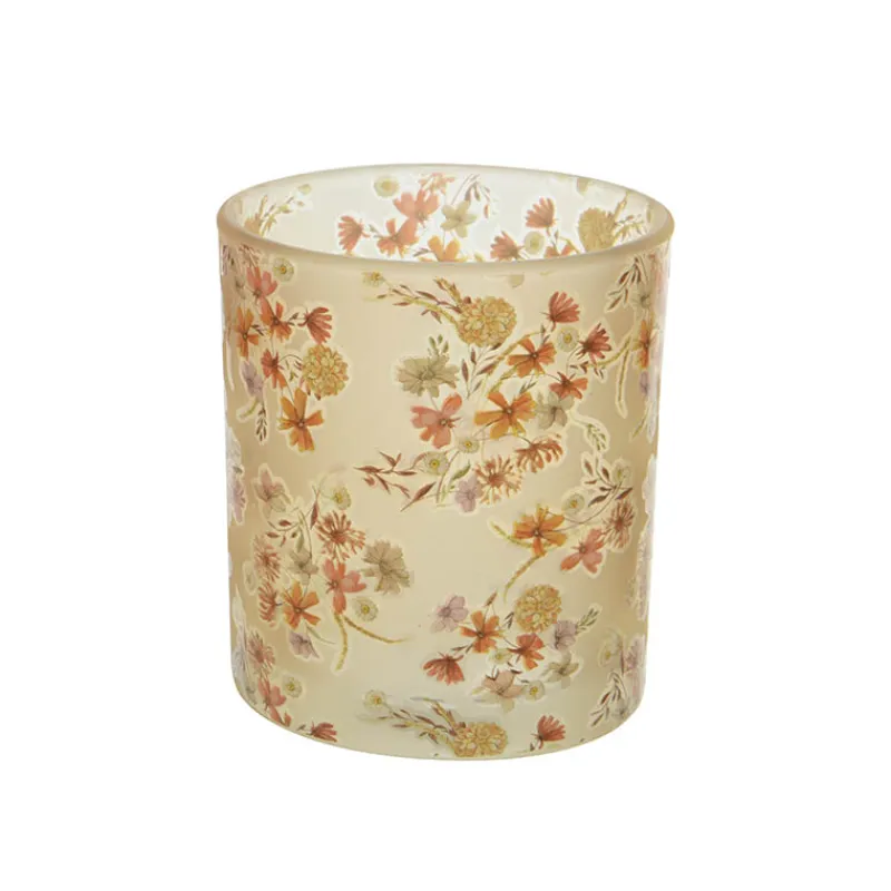 Theelichthouder (ø8xH9cm) glas bloemdeco> Verlichting|Pasen