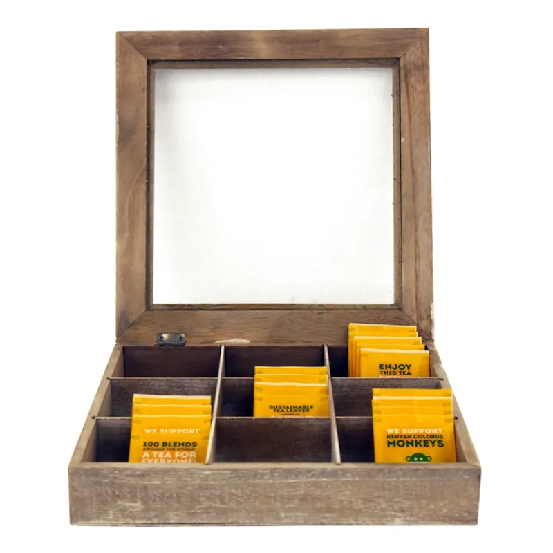 Thee-of koffiedoos (28x28xH5cm) naturel> Koffie & Thee