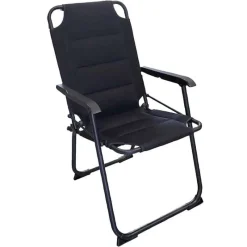 Vouwstoel buis zwart / stof zwart> Tuinmeubels