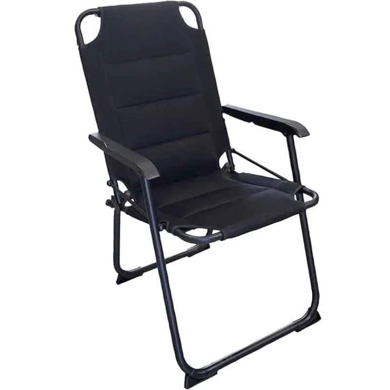 Vouwstoel buis zwart / stof zwart> Tuinmeubels