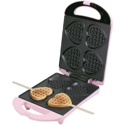 Wafelijzer Hartjes op stok roze 780 W> Keuken