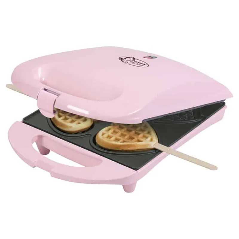 Wafelijzer Hartjes op stok roze 780 W> Keuken