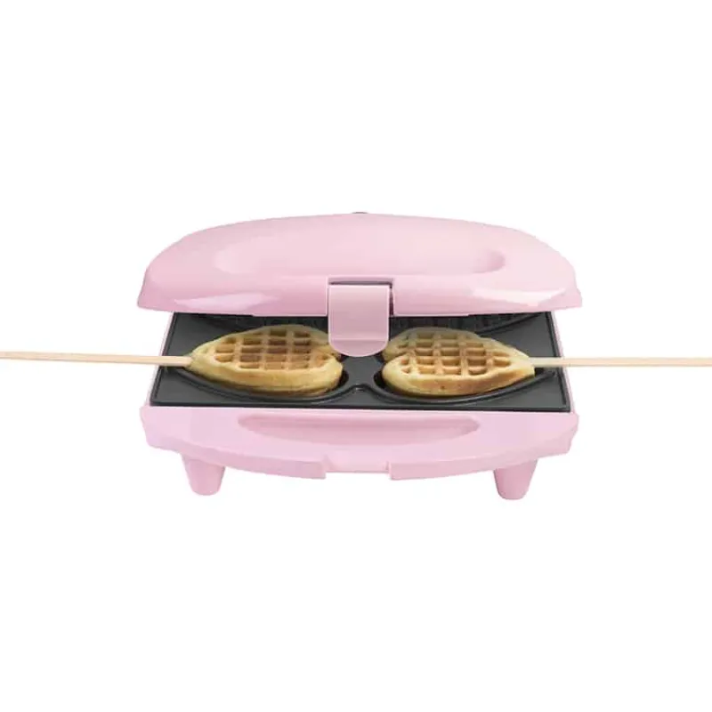Wafelijzer Hartjes op stok roze 780 W> Keuken