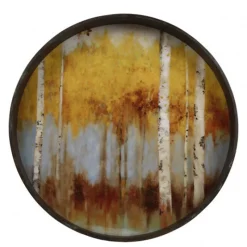 Wandversiering “Betula” (ø36x5cm) amber/blauw> Muurdecoratie